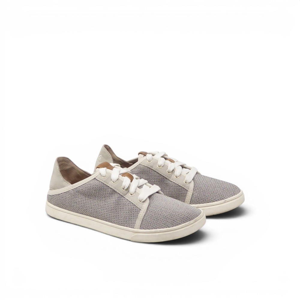OluKai Womens Pehuea Li Sneakers Gray Mesh Lace Up 6